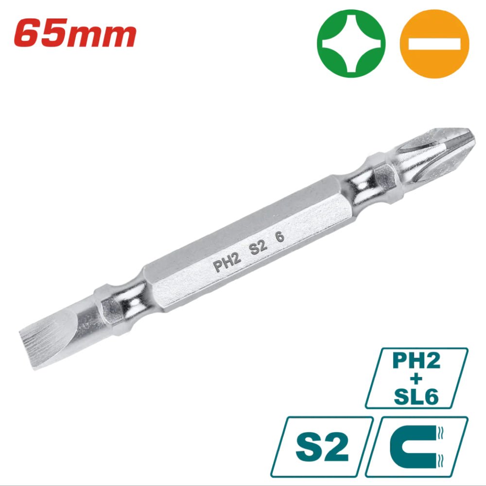 Embouts PH2 S2 magnétiques 65mm TOTAL pro TAC16HL133