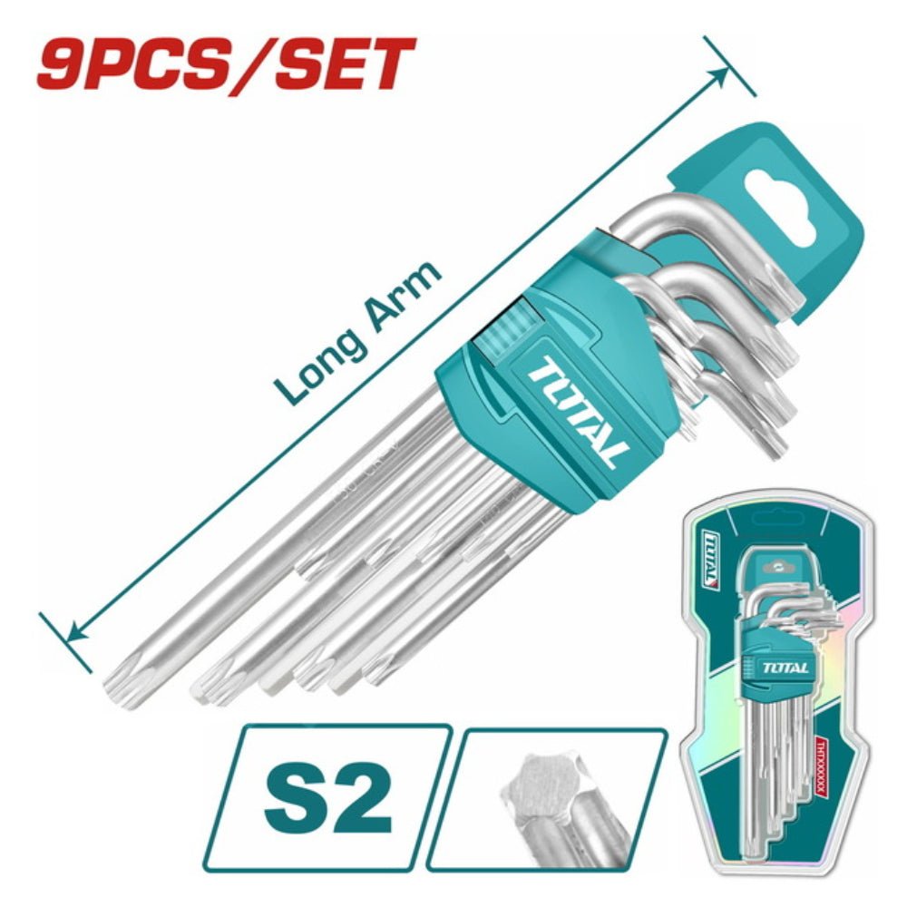 Ensemble clés torx longues TOTAL 9 pièces professionnel THT106392