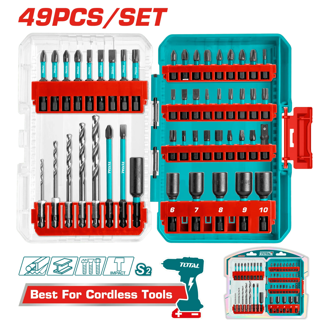 Ensemble embouts 49 pièces TOTAL TACSDL24906 pour perceuses et visseuses acier S2