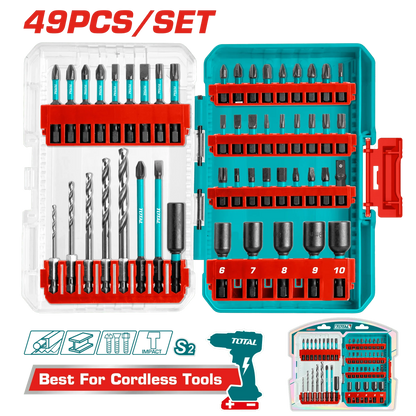 Ensemble embouts 49 pièces TOTAL TACSDL24906 pour perceuses et visseuses acier S2