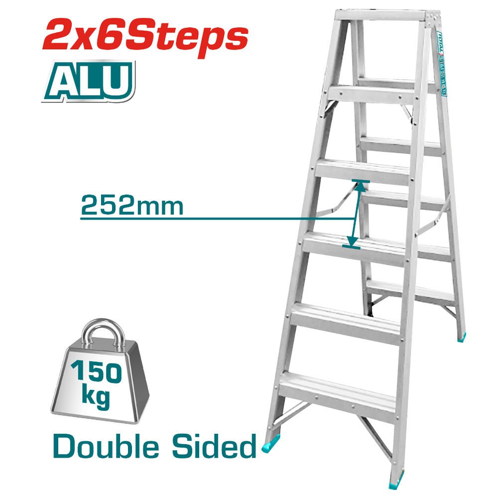 Escalier double face 2x6 aluminium léger TOTAL THLAD01061