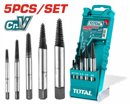 Extracteur vis TOTAL 5 pièces acier CrV 52 hrc pour retrait rapide TOTAL TACSE0056