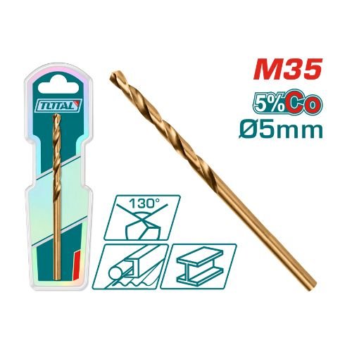 Foret HSS co M35 diamètre 5 mm pour métaux haute durabilité TOTAL TAC11205001
