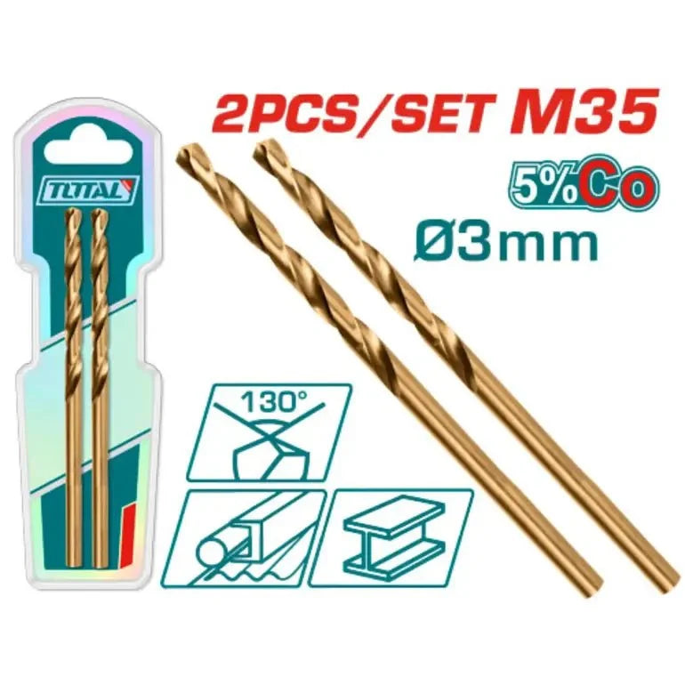 Foret HSS M35 3mm cobalt pour petits perçages précis TOTAL TAC11203001