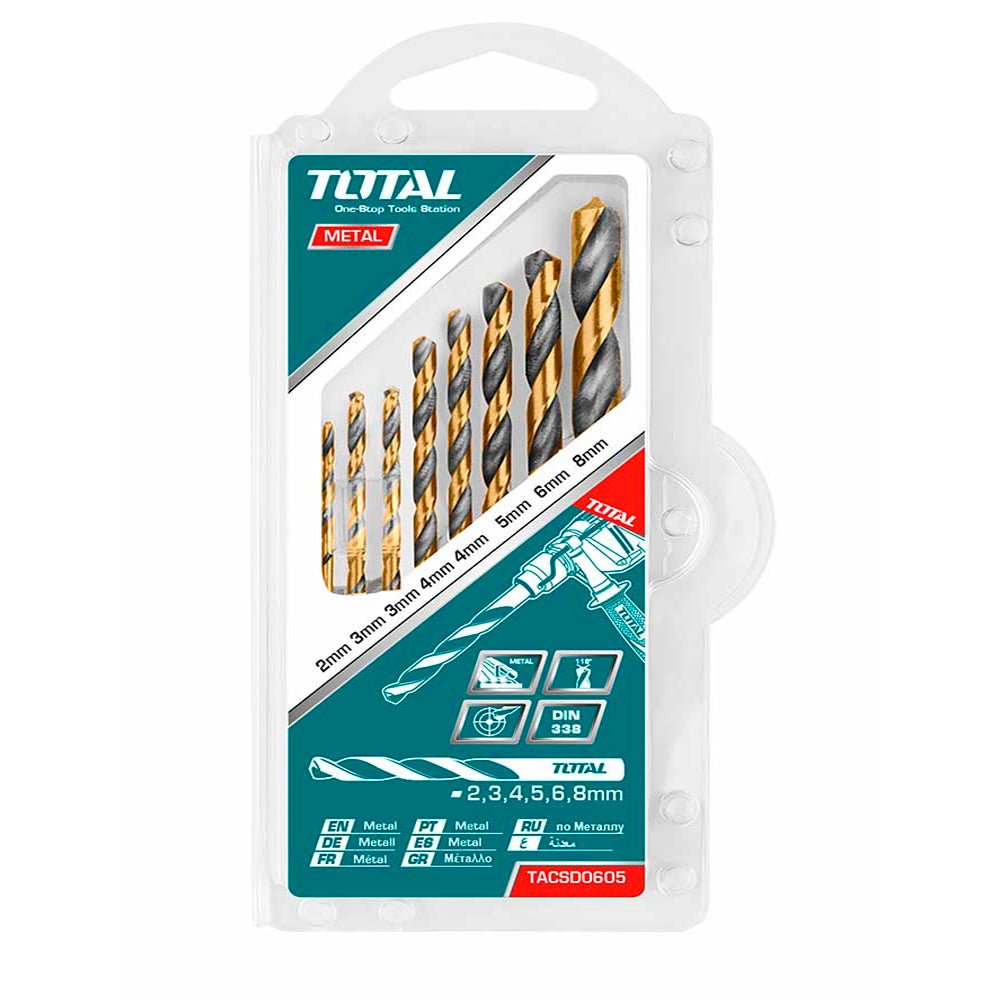 Forets bois TOTAL jx 8 pièces diamètres 2 à 8 mm haute performance TACSD0801
