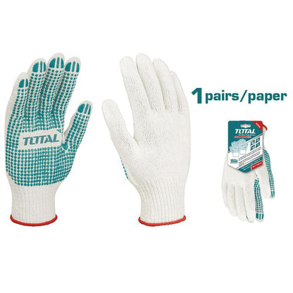 Gants de travail en coton avec picots antidérapants en PVC TOTAL TSP11102 taille standard