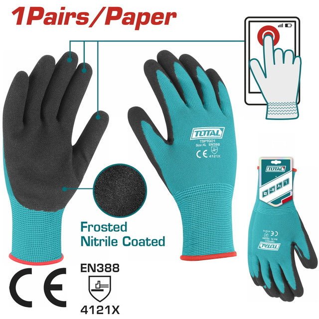 Gants de travail nitrile enduit frosted coated TOTAL TSPTG01