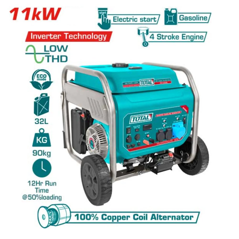 Groupe électrogène inverter TOTAL 11 kw faible thd essence TP3120006
