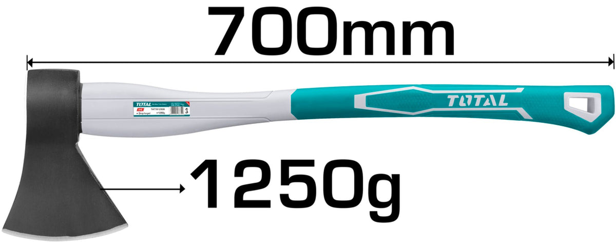 Hache tête forgée 1250 g avec manche fibre de verre 700 mm THT7812506