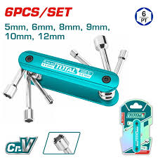 Jeu tournevis pliables CrV 5-12 mm TOTAL polyvalent THFND061