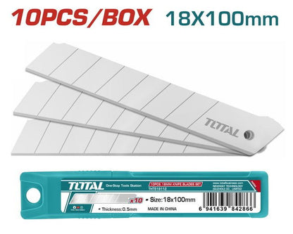 10 lames cutter 18x100mm épaisseur 0,5mm acier haute qualité étui TOTAL THT519112