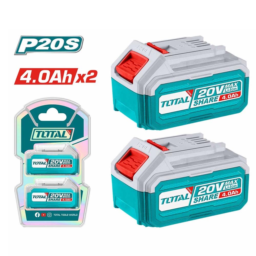 Kit de 2 batteries 20V 4Ah P20S TOTAL pour outils sans fil TOSLI240312