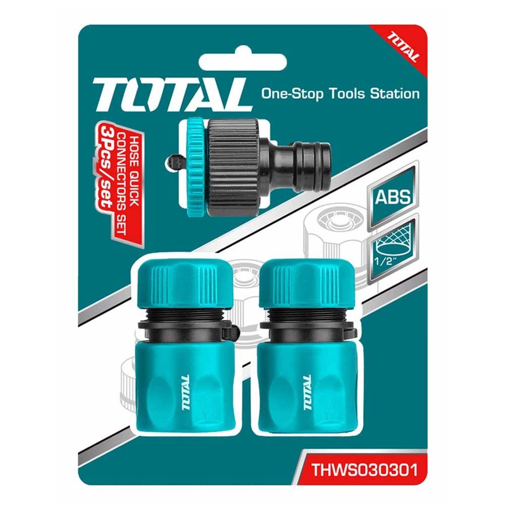 Kit raccords rapide demi pouce 3 pièces pour tuyau arrosage TOTAL THWS030301