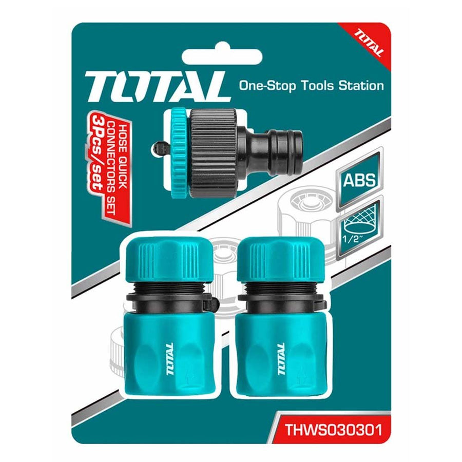 Kit raccords rapide demi pouce 3 pièces pour tuyau arrosage TOTAL THWS030301