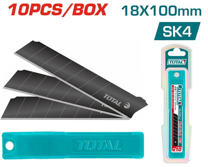 Lames cutter SK4 18x100 mm 10 pièces avec étui précises TOTAL tools THTCB181