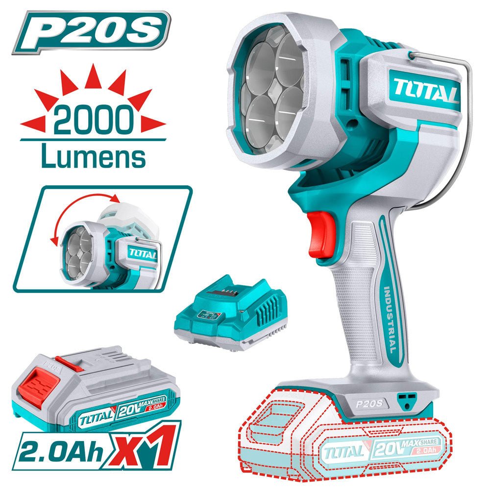 Lampe de travail LED 2000 lumens 20V TWLI20881 TOTAL