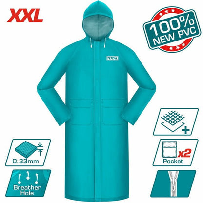 Manteau imperméable professionnel avec capuche turquoise xxl THTRC031 TOTAL PVC neuf 0,33mm