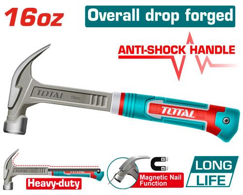 Marteau arrache clou 16 oz 345 mm précision fiabilité TOTAL THCH61016L