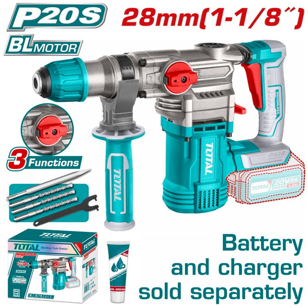 Marteau perforateur sans fil 20V P20S moteur brushless SDS plus 3 en 1 TRHLI20288