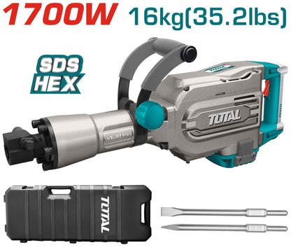 Marteau piqueur 1700 w 16 kg démolition TOTAL TH215456