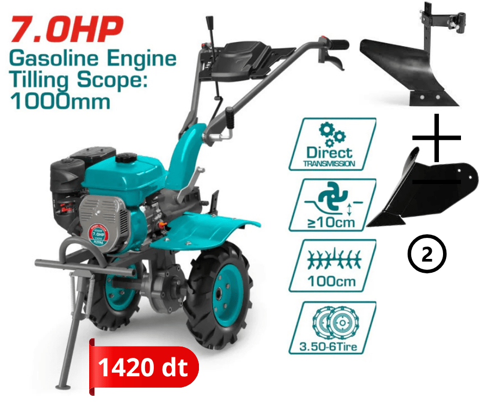Motoculteur à essence 7 hp modèle TGC12006 par TOTAL puissant et polyvalent pour cultures profondes