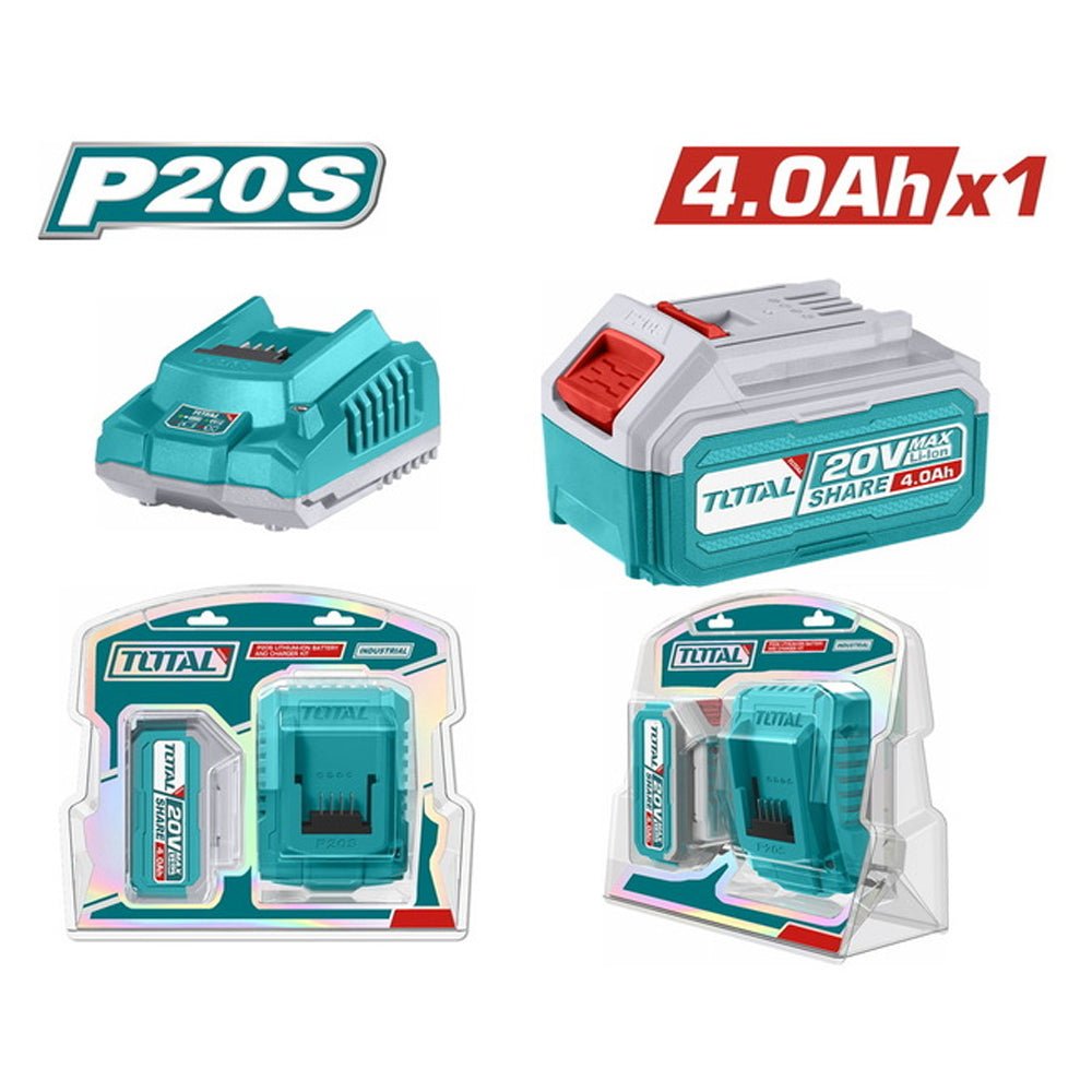 Pack batterie et chargeur 20V 4Ah TOTAL P20S TFBCPK1214