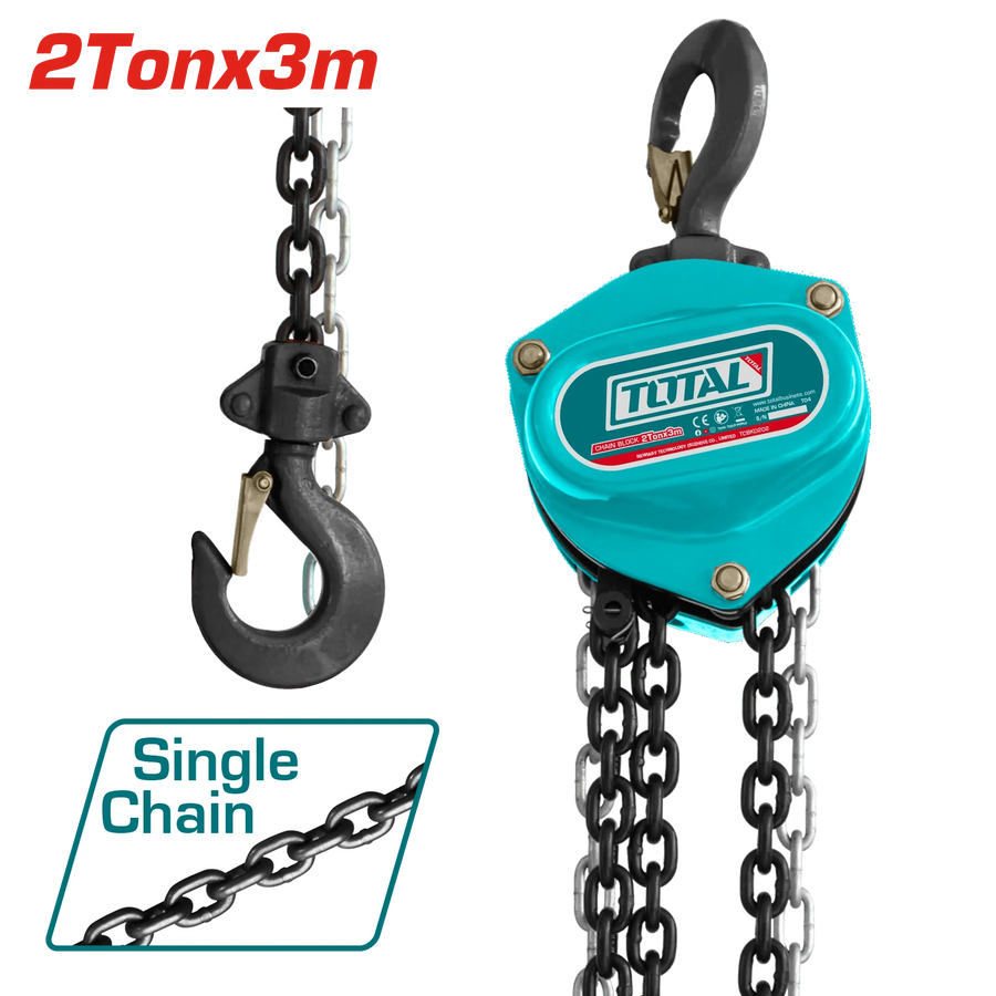 Palan à chaîne manuelle 2 tonnes hauteur 3 m chaîne simple ce conforme tcbk0202