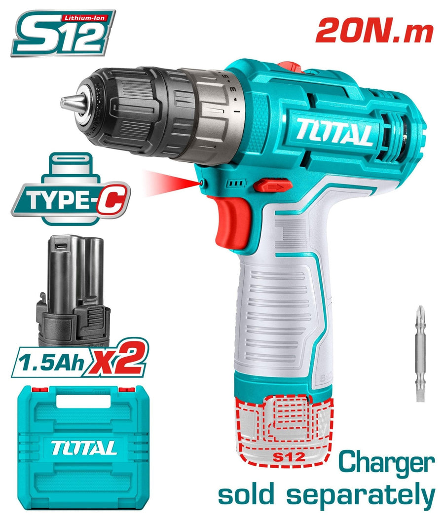 Perceuse sans fil 20 nm TOTAL performante TDLI12202