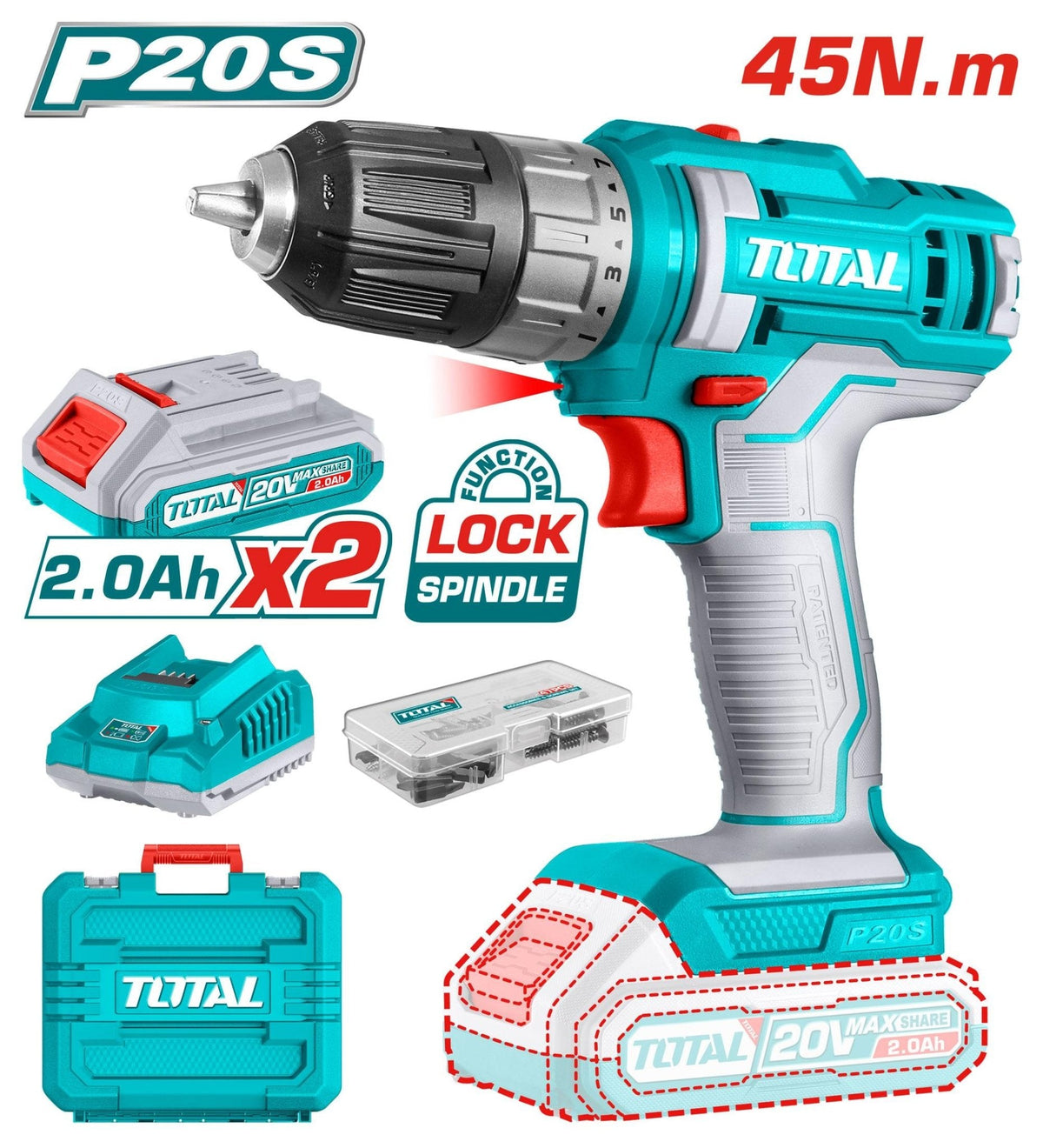 Perceuse sans fil 20V 0-400/1500 45Nm TDLI200528 projets