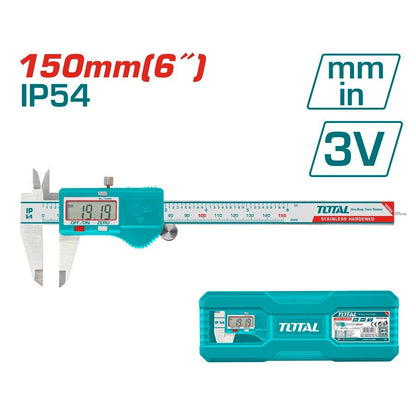 Pied à coulisse électronique TOTAL 150 mm IP54 lcd TMT321506