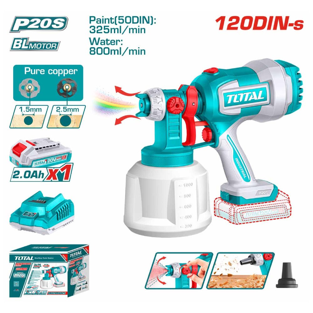 Pistolet de peinture sans fil 20V 2Ah TSGLI20042 TOTAL