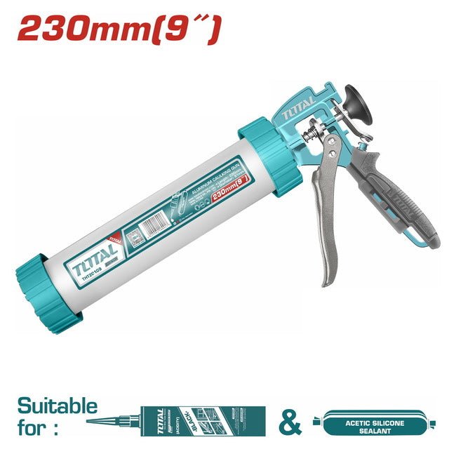 Pistolet silicone 9 pouces aluminium poignée solide robuste et précis TOTAL THT20109