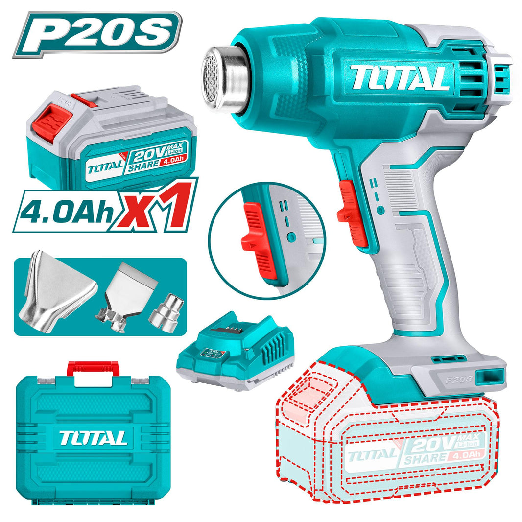 Pistolet thermique TOTAL 20V 300-550°C décapage P20S