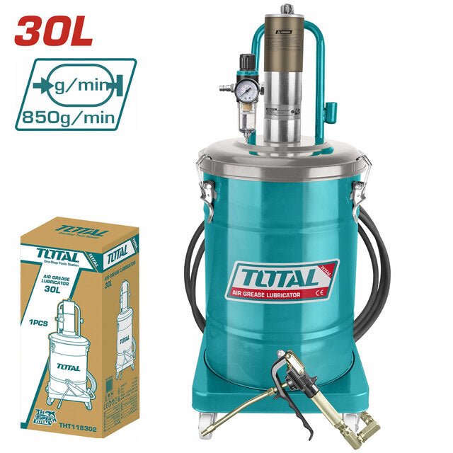Pompe à graisse pneumatique 30 l TOTAL THT118302 lubrificateur de graissage professionnel 850 g par min