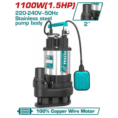 Pompe submersible 1100W- TOTAL evacuation TWP7110016
