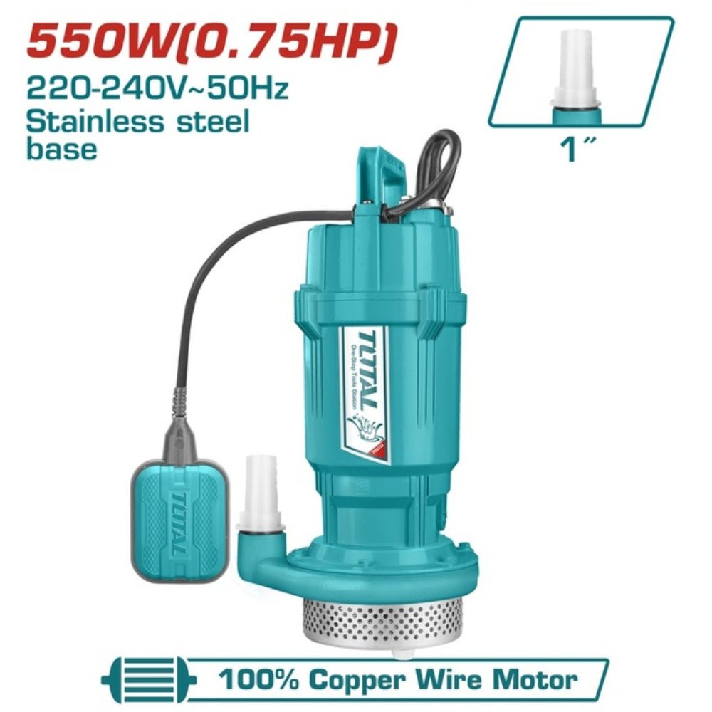 Pompe submersible 550 w 0,75 cv TOTAL TWP65506 sortie 1 pouce TWP65506