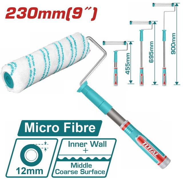 Rouleau mohair 12 mm microfibre 230 mm pour peinture intérieur murs plafonds texture moyenne TOTAL THT8592T