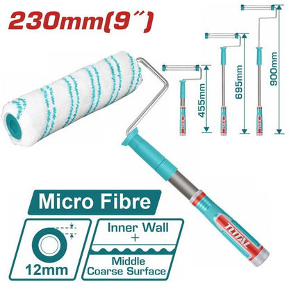 Rouleau mohair 12 mm microfibre 230 mm pour peinture intérieur murs plafonds texture moyenne TOTAL THT8592T