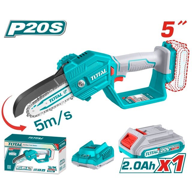 Scie chaine batterie 20V 13 cm TOTAL elagage TGSLI20581