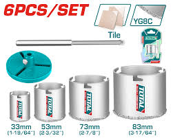 Scies cloches diamantées pour carrelage 6 pièces 33 53 73 83 mm TOTAL TAC44061