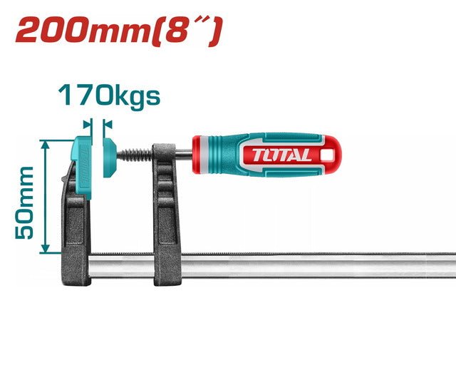 Serre joint 200 mm mâchoire 50 mm acier trempé ergonomique THT1320502
