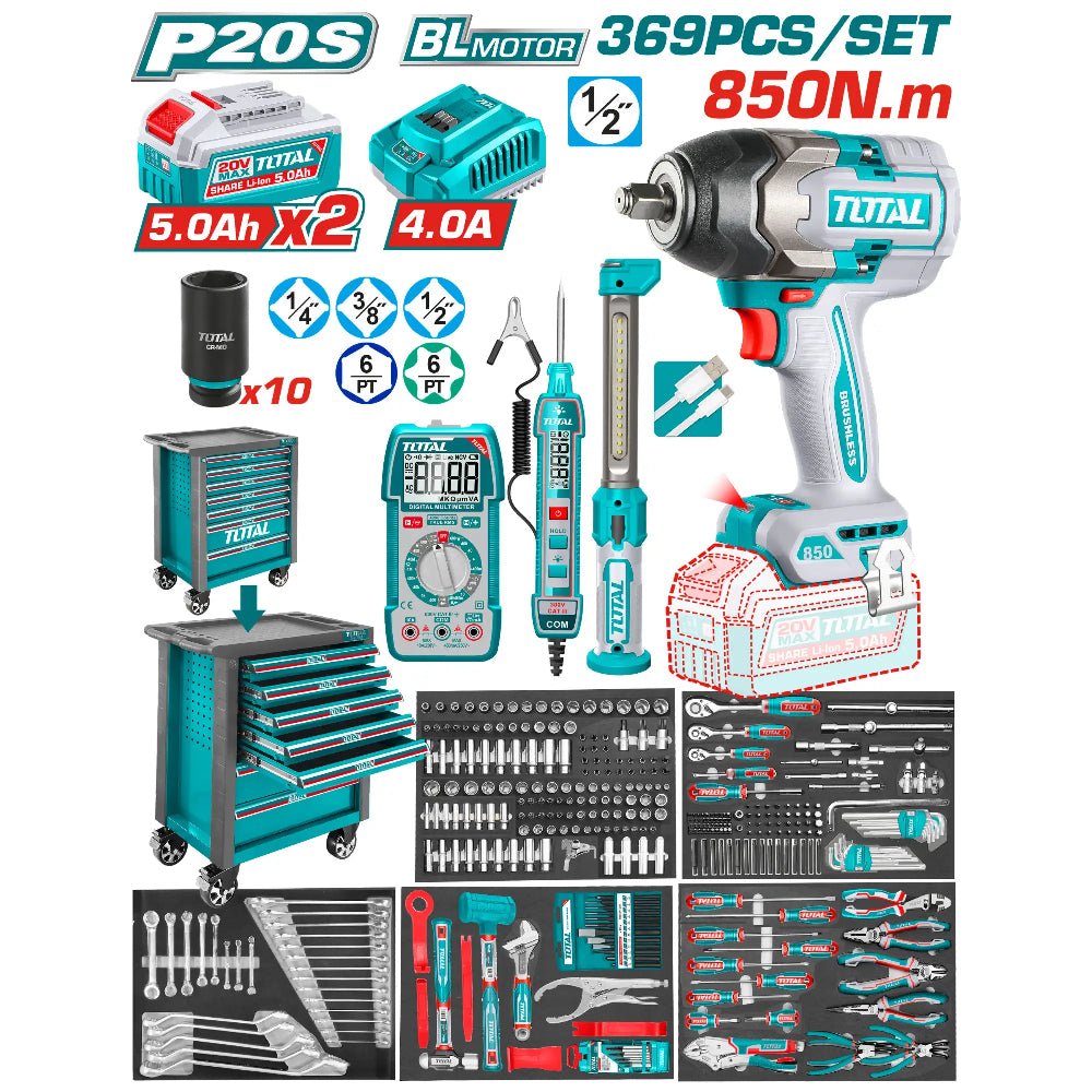 Servante atelier 369 pièces TOTAL THPTCS83692 pack pro