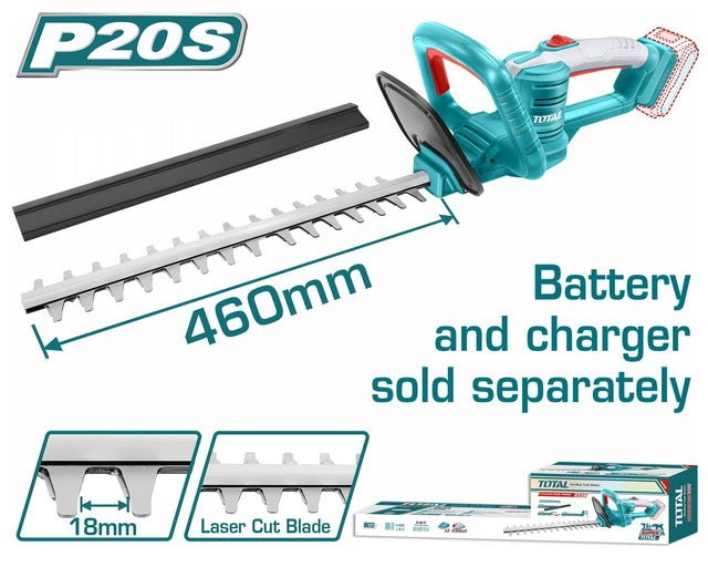 Taille-haie sans fil 20 v TOTAL THTLI20018 avec lame découpée au laser 460 mm et écartement 18 mm