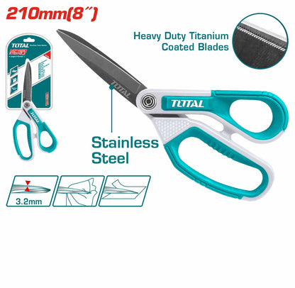 Ciseaux à lame longue 210 mm acier Inox plaqué titane précision TOTAL THSCRS812108