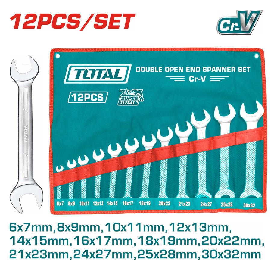 THT1023121 clés plates double ouverture TOTAL 12Pcs CrV