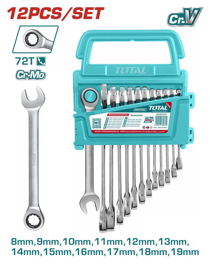 THT102RK0126 clés mixtes avec cliquet TOTAL jx 12 tailles