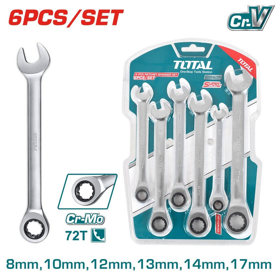 THT102RK566 clé mixte cliquet TOTAL 6 pièces mesures