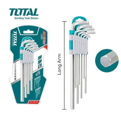 Cle allen TOTAL Cr-V 1,5-10 mm longue pour bricolage haute performance THT106191