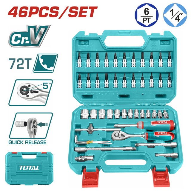 THT141462 coffret 46 douilles TOTAL 1/4 drive 72 serrage