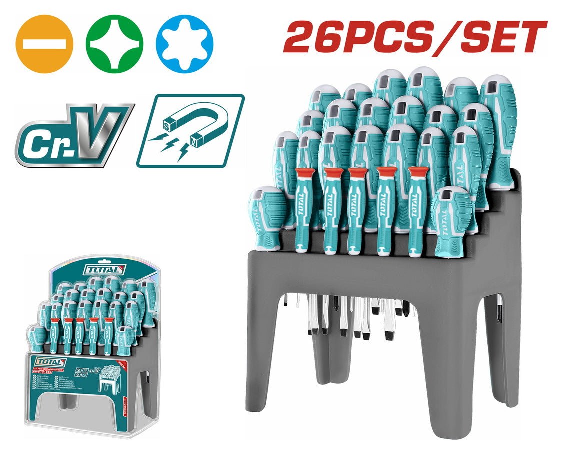 THT250626 - set tournevis magnétiques TOTAL 26 pièces